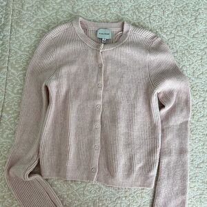 Pink Rose Women's Pale Blush Ribbed Button Cardigan